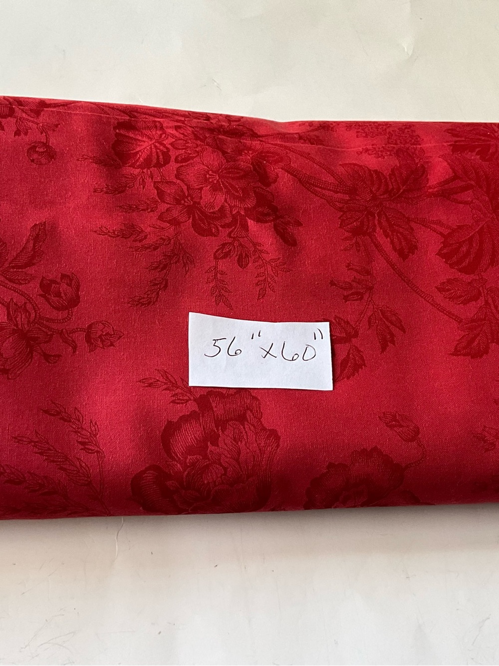 Quilting Sewing Crafts Fabric Red Roses Floral 56”x60” Cotton Blend